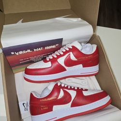 Louis Vuitton Nike Air Force 1 LowBy Virgil Abloh White Red

