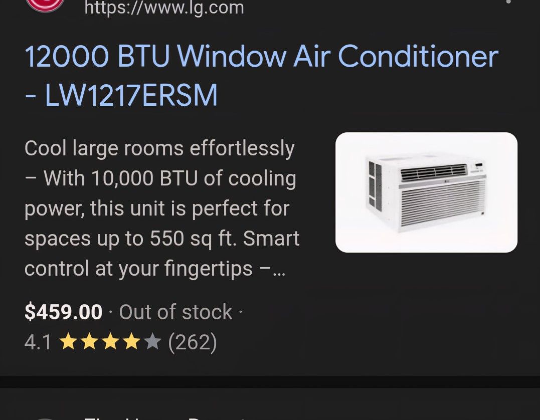 LG 12,000 BTU Window AC