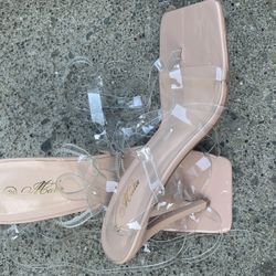 Clear /Tan Laced Heels 