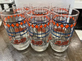 Vintage 6 Pepsi Tiffany Style Drinking Glasses