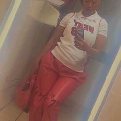 Red Leather Joggers 