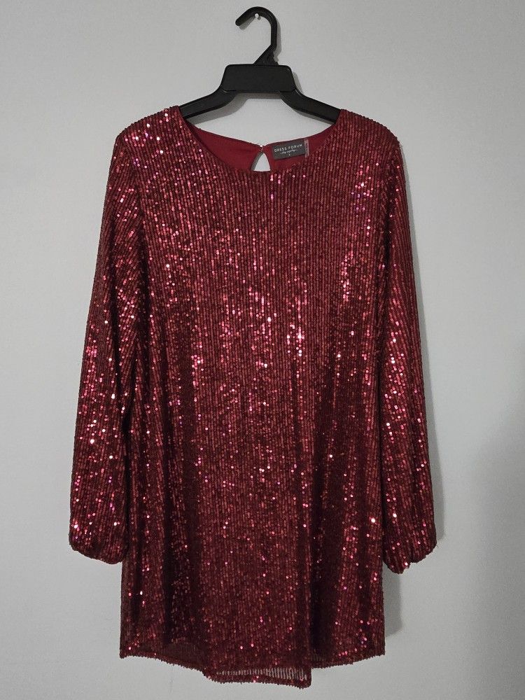 Womens Red Sequin Dress - $20
