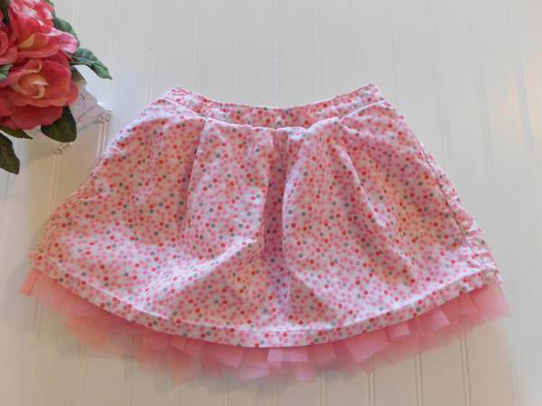 Gymboree Girl 5T Pink Silver Soft Corduroy Skirt Polka Dot Tulle Lined