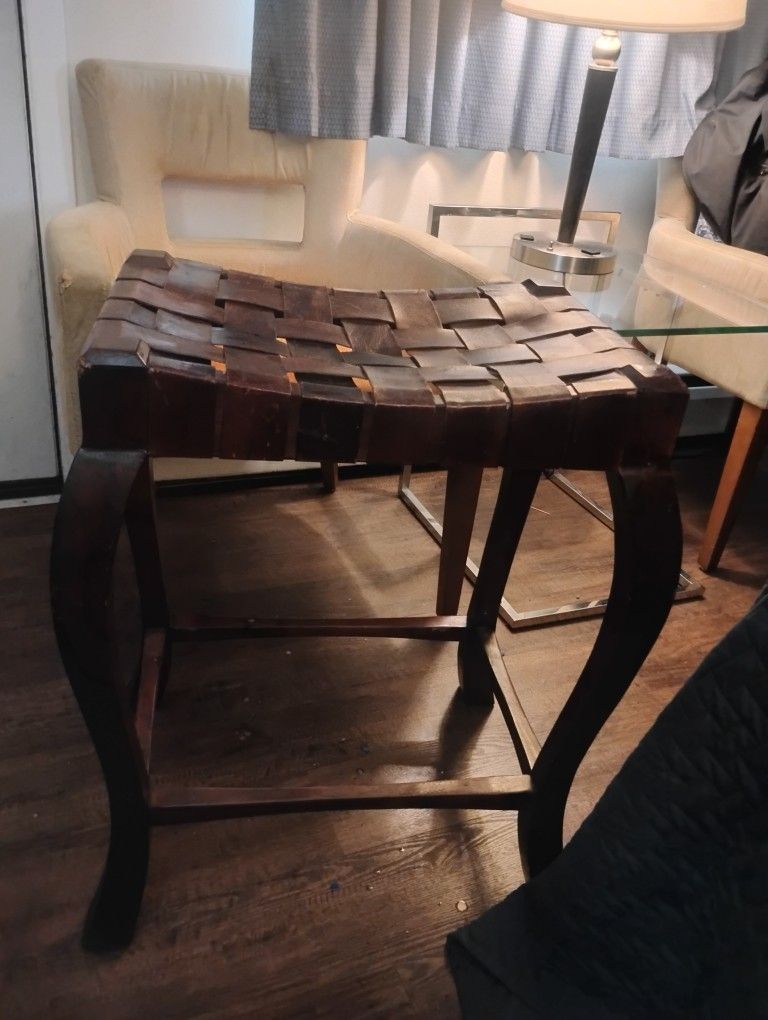 Rare Set Of 2 Double-Wide Barstools