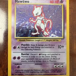 Pokemon Mewtwo Base Set Holo Rare Unlimited 10/102 HP/Damaged