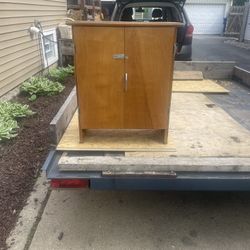 Vintage Wooden Side Cabinet, with 2 doors and shelf, 24 w, 13 deep, 28 high, solid wood, $10