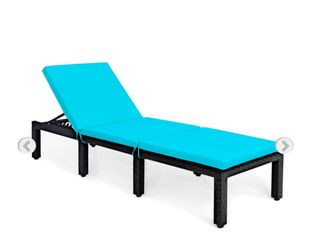 Costway Patio Rattan Lounge Chair Height Adjustable Turquoise