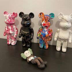 400% Bearbricks Decorative Figure. White Marble, Black Marble, Blue marble. 