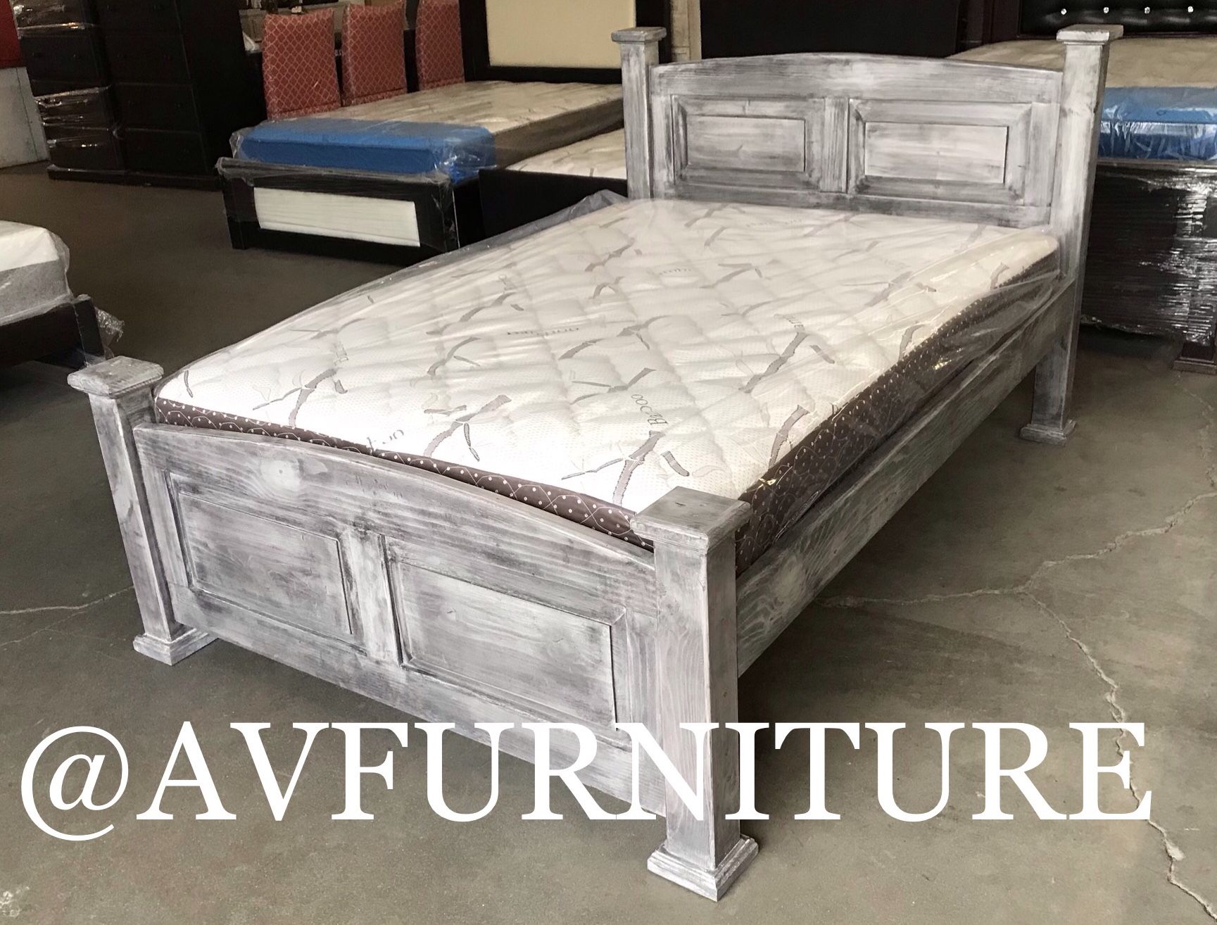 Solid Wood Full Bed And Mattress