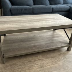 Rustic Industrial X Frame Coffee Table with Gray Wash
