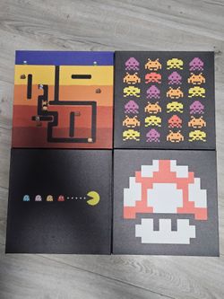 Retro Video Game Canvas Wall Art Set of 4