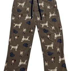 Croft & Barrow Men’s Brown Dog Sleep Lounge Fleece Polyester Pajama Size XL