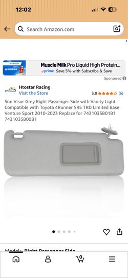 Sun visor Right side for Toyota 4Runner SR5 TRD 2010-2023