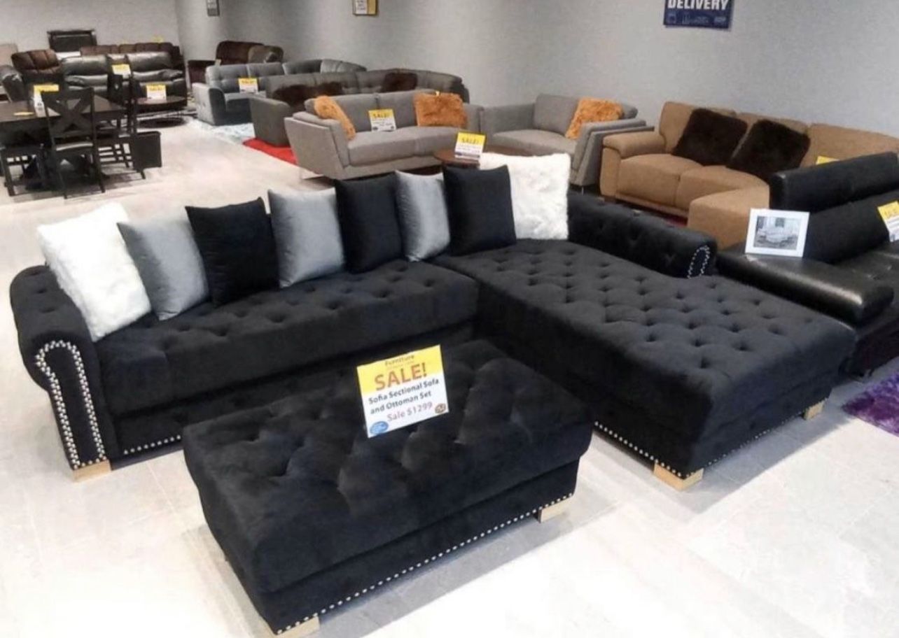 COMFY NEW SOFIA SECTIONAL SOFA AND OTTOMAN SET ON SALE ONLY $1299. IN STOCK SAME DAY DELIVERY π EASY FINANCING