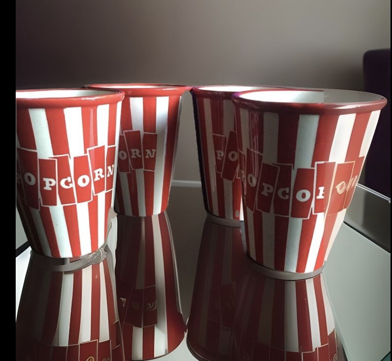 Vintage Certified International Ceramics Popcorn ๐ฟ Bowls Red And White Stripes Set Of 4