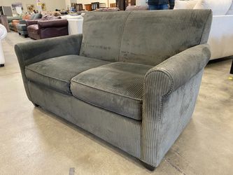 CRATE & BARREL Mossy Green Corduroy Upholstered Loveseat