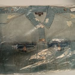 Chocolate USA Distressed Denim Jacket with Tag Long Sleeve Brand New Sealed In The Bag
