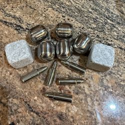 Whiskey Chilling Stones Lot Stainless Steel Cubes + Bullet Rocks + Granite Set