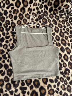 Gray crop top with square neckline