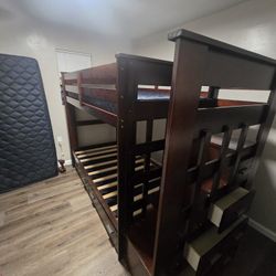 Twin Bunk Bed with Stairs and Trundle 