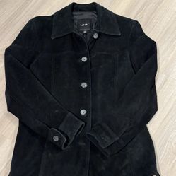 Y2K Black suede jacket with button-up front and pockets