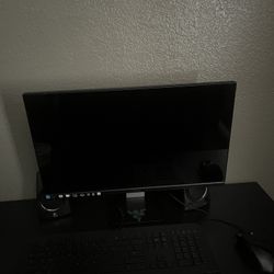 Dell monitor , keyboard,  mouse , and speakers 