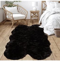 Black 4x6 Fur Rug $50