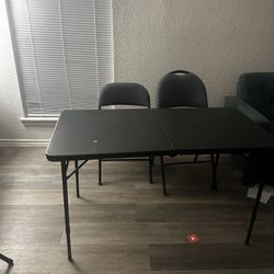 Table & 3 Folding Chairs 
