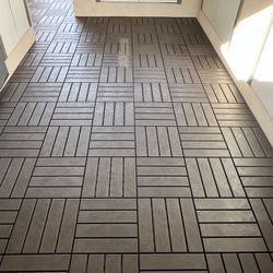 New In Box 27 Pcs 27 Square Feet Plastic Deck Flooring Floor Tile Dark Brown Color 12x12 Inch Each 