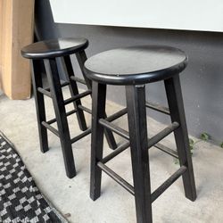 Black Wood Mid Century Modern bar Stools (set Of 2) 