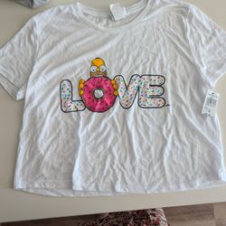 The Simpsons Homer Simpson Donut Love Crop Top Medium
