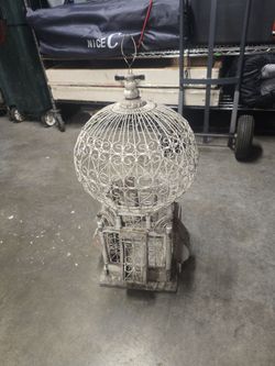 Large Decorative White Metal Bird Cage