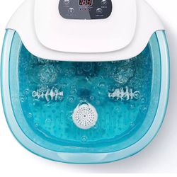 3 in 1 Foot Spa Bath Massager with Heat, Bubbles, and Vibration - Blue