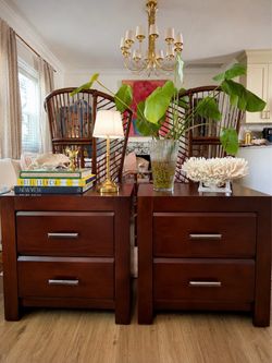 Matching Pair Cherry Wood Nightstands