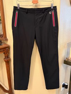 Louis Castel Women Black Zipped Pockets Golf Pants Size Waist 17” Flat
