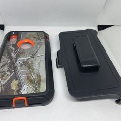 For iPhone XR Orange Tree Camouflage Case With Belt Clíp Holster 