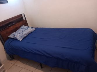 Wood Twin bed and Mattress