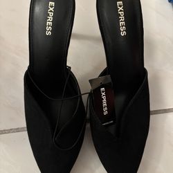 Express Heels – Black, Closed Toe / Open Back – Size 7 – Brand New – $— (Miami Beach / NOBE)