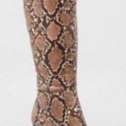 A New Day Women's Brandee Knee High Boots Taupe Snake Snakeskin Print (WIDE CALF)

