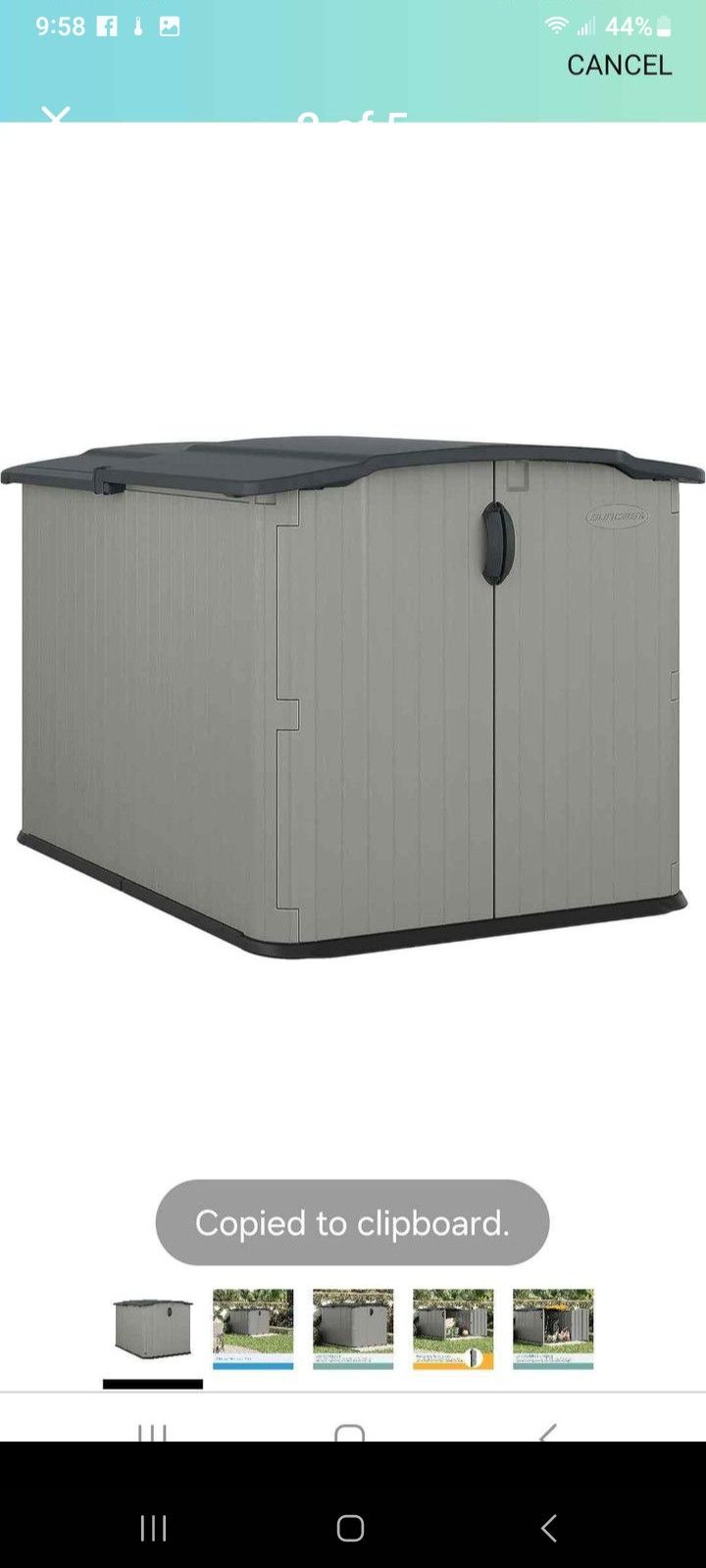 Suncast Glidetop Horizontal Outdoor Storage Shed with Pad-Lockable Sliding Lid and Doors, All-Weather Shed for Yard Storage, 57.5" W x 79.75" D x 52"