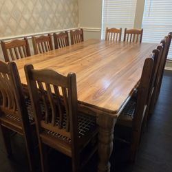 Dining Table with 12 Chairs (Real Wood)
