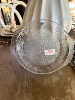 Princess House Fantasia Crystal Pie Tart Frosted Glass Dish Plate 9"