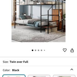 Black Full Over Full Bunk With Steps