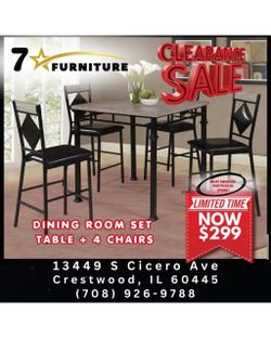 Pub dining table with four chairs