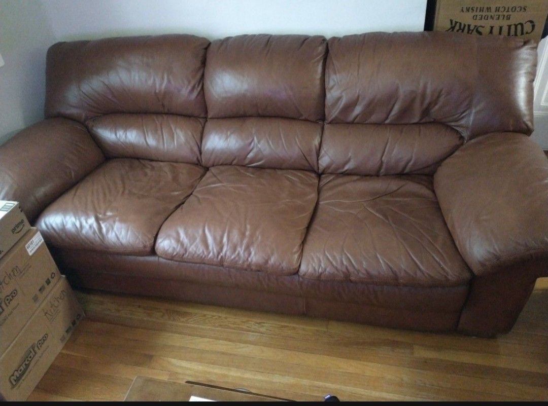 Free...Leather Sofa Great Condition....Need 2 People To Pickup