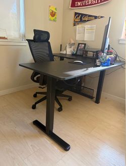 Large Adjustable Standing Desk – Electric Sit-Stand Desk – Excellent Condition