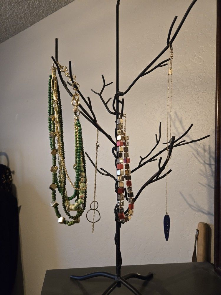 Black Steel Jewelry Hanger Branch 27 Inches Tall