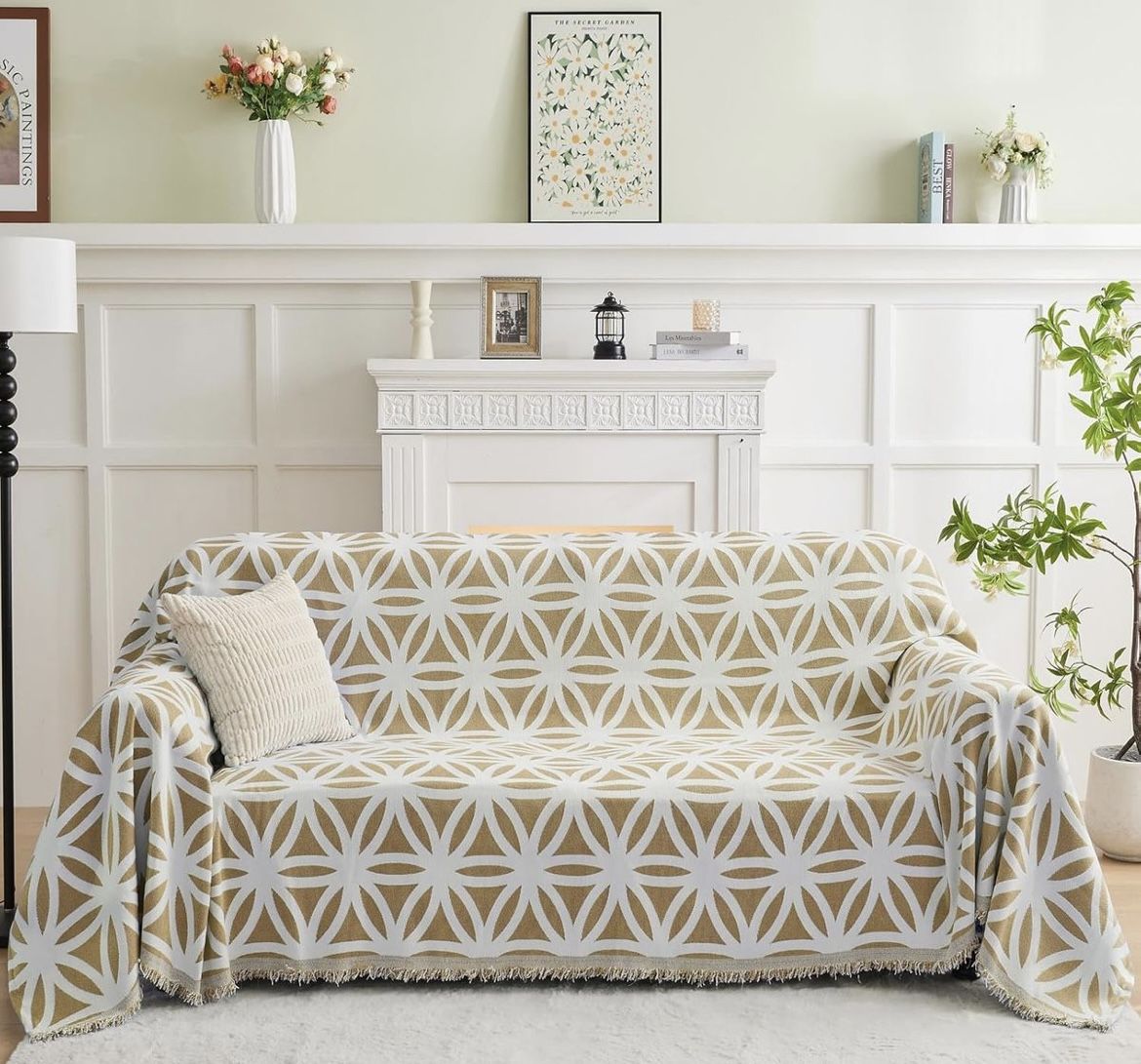 Sofa Covers for 3 Cushion Sectional Couch Covers L Shape Couch Cover with Tassel Sofa Protector Washable Reversible Chenille Sofa Sl