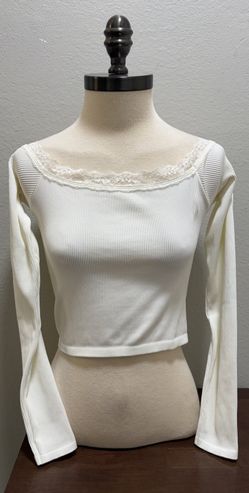 NWT Out from Under UO White Ribbed long Sleeve Crop Top