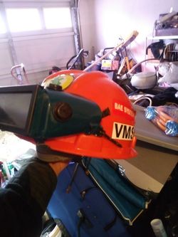 Shipyard/construction helmet with eye protection
